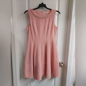 Studio One Crystal Pearl Embellished  Light Pink Sleeveless A- Line Dress